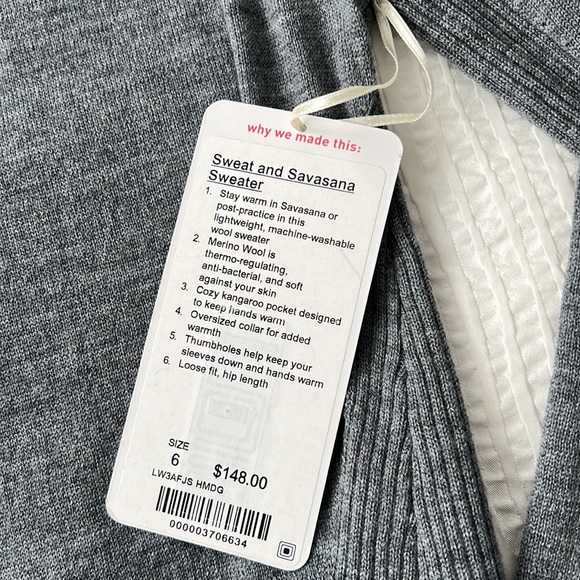 Lululemon Pockets Sweat Savasana Merino Wool Turtleneck Gray Sweater Womens 6 M - Picture 12 of 16